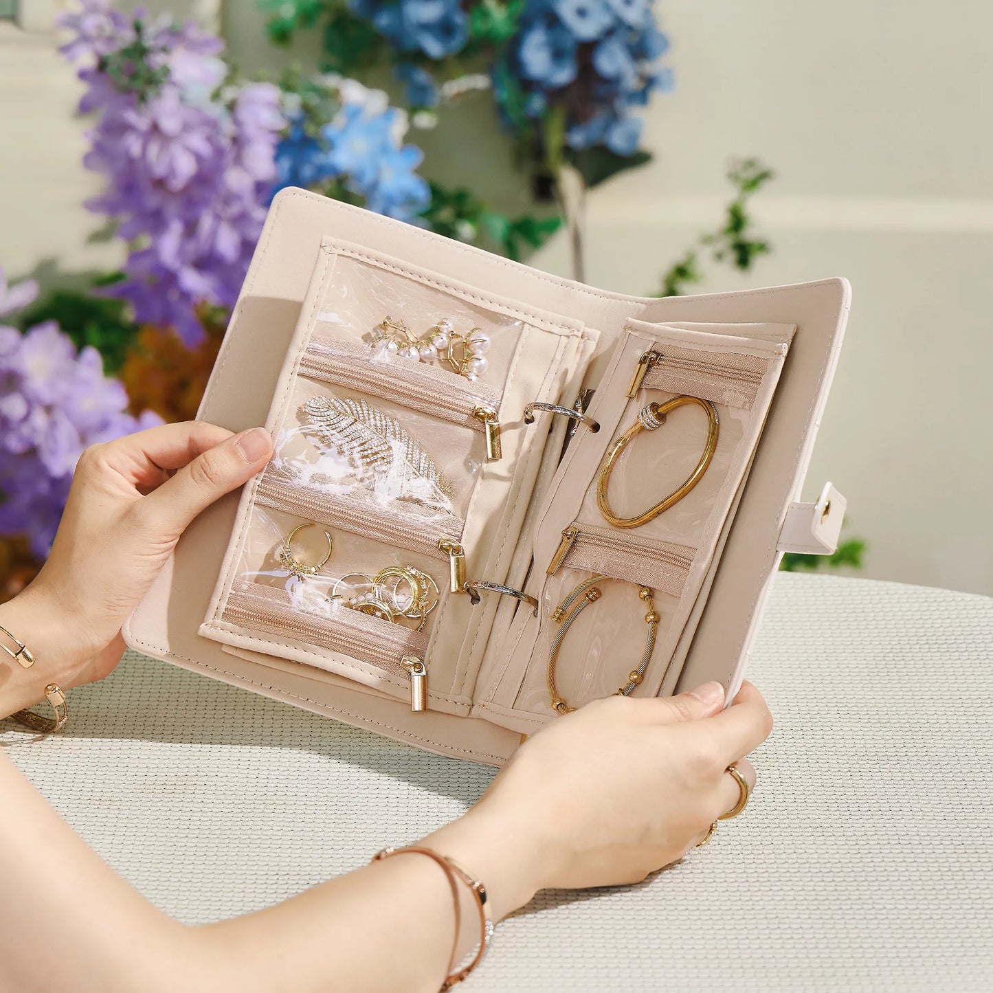 Travel Jewelry Organizer丨Transparent Zipper Velvet Jewelry Pouch