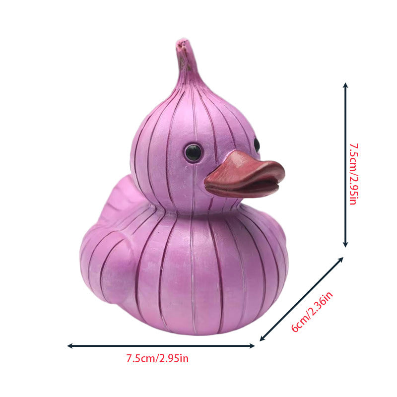 Whimsical vegetable-themed duck statue, perfect for home or kitchen decor, office desk or car dashboard ornament