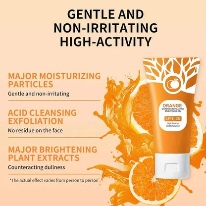 Brightening Exfoliator Gel: 94% Saw Brighter Skin in 7 Days | Orange Enzyme + Hyaluronic Acid | Vegan & Sensitive Skin Friendly | Face & Body | 100g