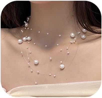 Elegant Multi-Strand Pearl Floating Necklace