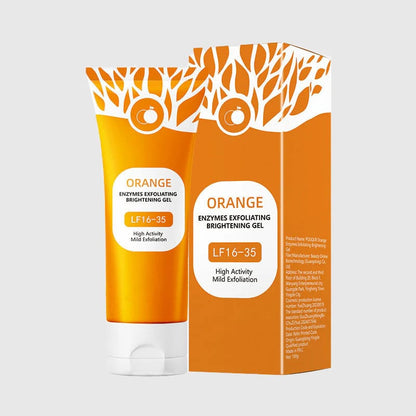 Brightening Exfoliator Gel: 94% Saw Brighter Skin in 7 Days | Orange Enzyme + Hyaluronic Acid | Vegan & Sensitive Skin Friendly | Face & Body | 100g