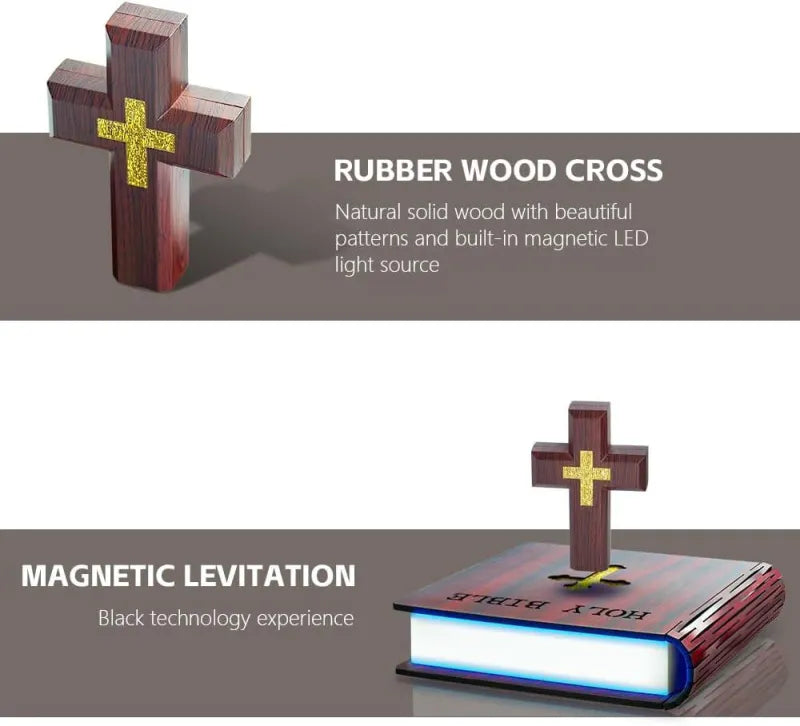 🔥Christmas Hot Sale - Magnetic Levitation Cross Bible Night Light