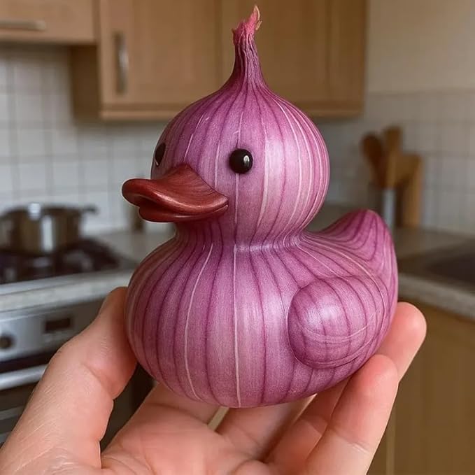Whimsical vegetable-themed duck statue, perfect for home or kitchen decor, office desk or car dashboard ornament