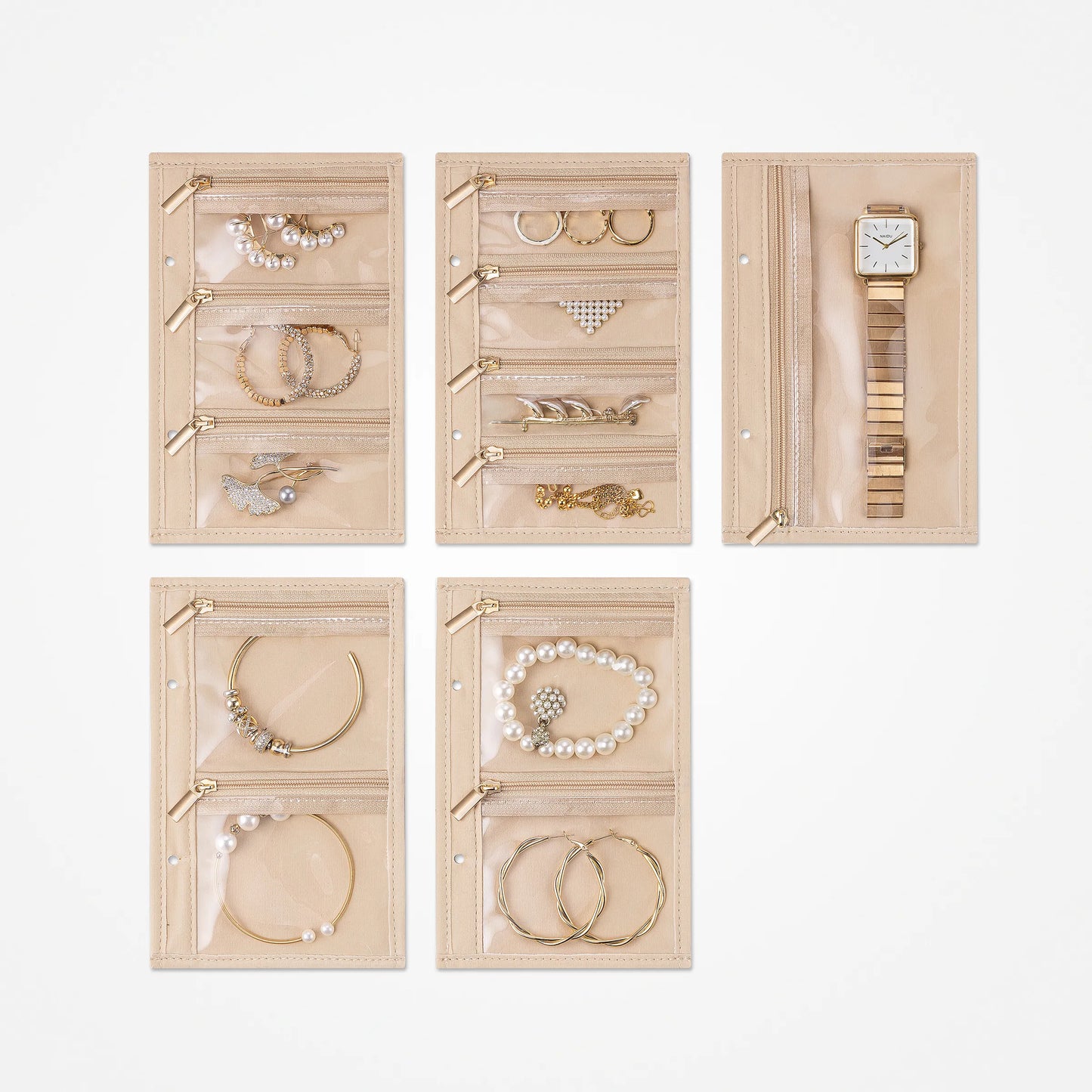 Travel Jewelry Organizer丨Transparent Zipper Velvet Jewelry Pouch