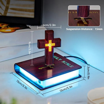 🔥Christmas Hot Sale - Magnetic Levitation Cross Bible Night Light
