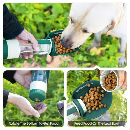 Food-Grade Portable Silicone Leak-Proof Pet Water Bottle with Food Container and Drinking Dispenser