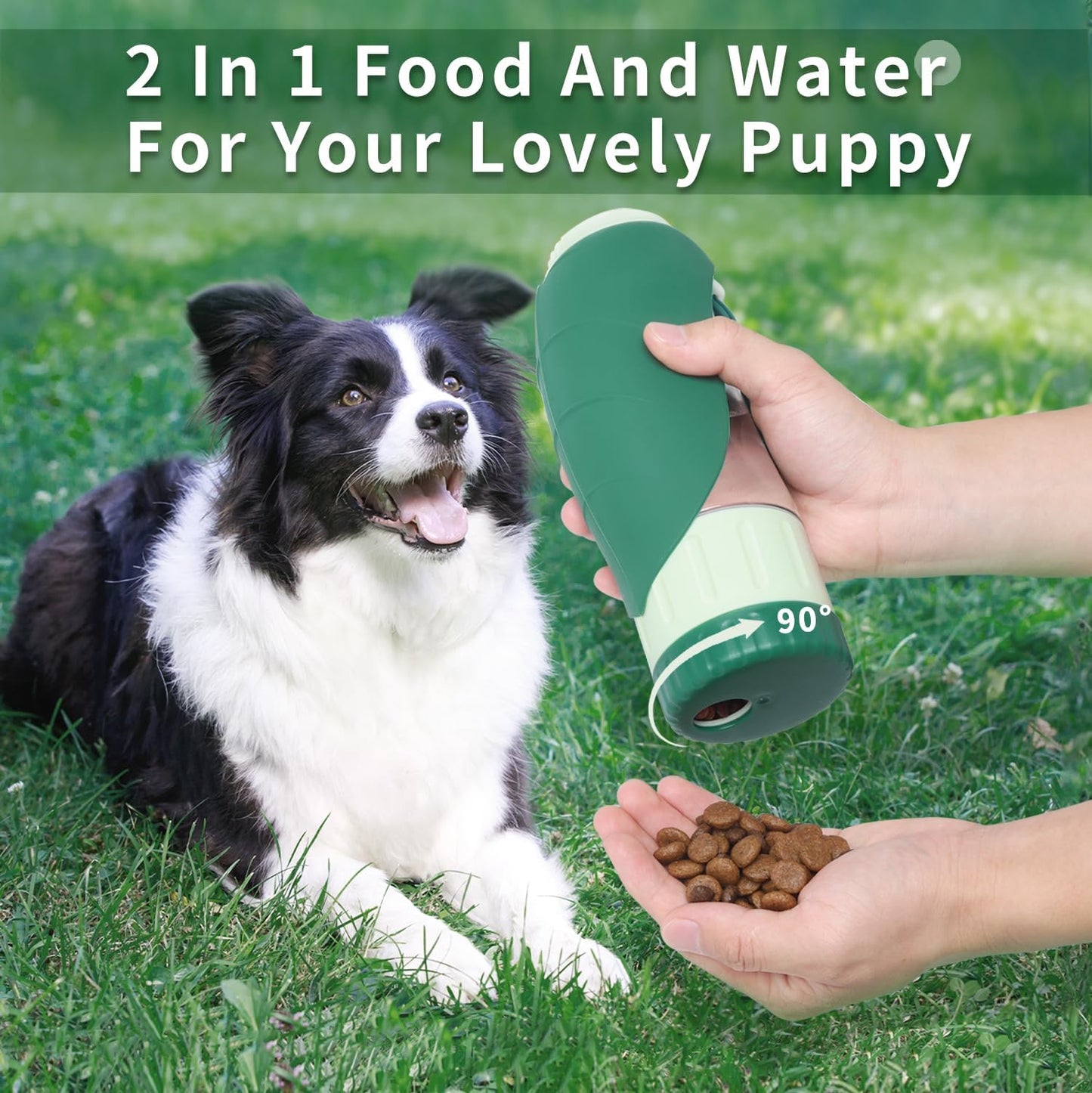 Food-Grade Portable Silicone Leak-Proof Pet Water Bottle with Food Container and Drinking Dispenser