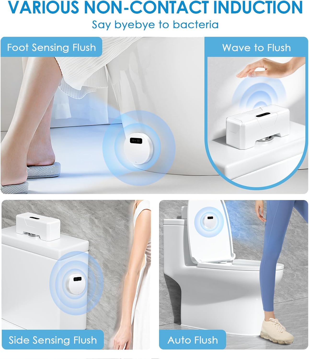 Motion Sensor Toilet Flusher, High-Efficiency Cleaning with Easy 50% Water Savings