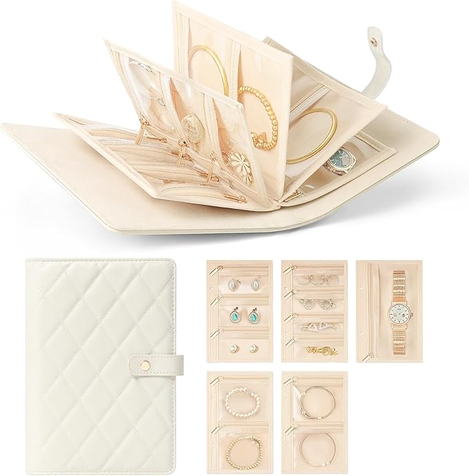 Travel Jewelry Organizer丨Transparent Zipper Velvet Jewelry Pouch