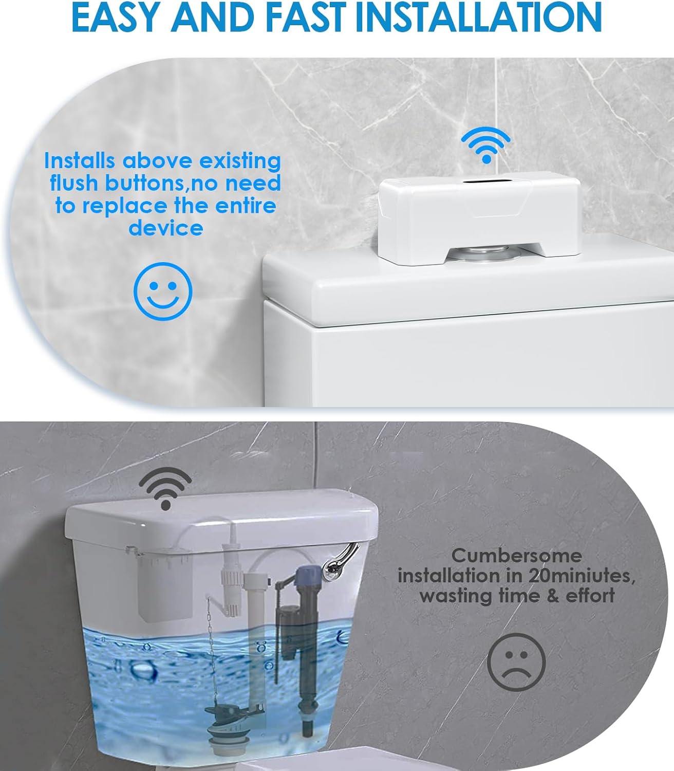 Motion Sensor Toilet Flusher, High-Efficiency Cleaning with Easy 50% Water Savings