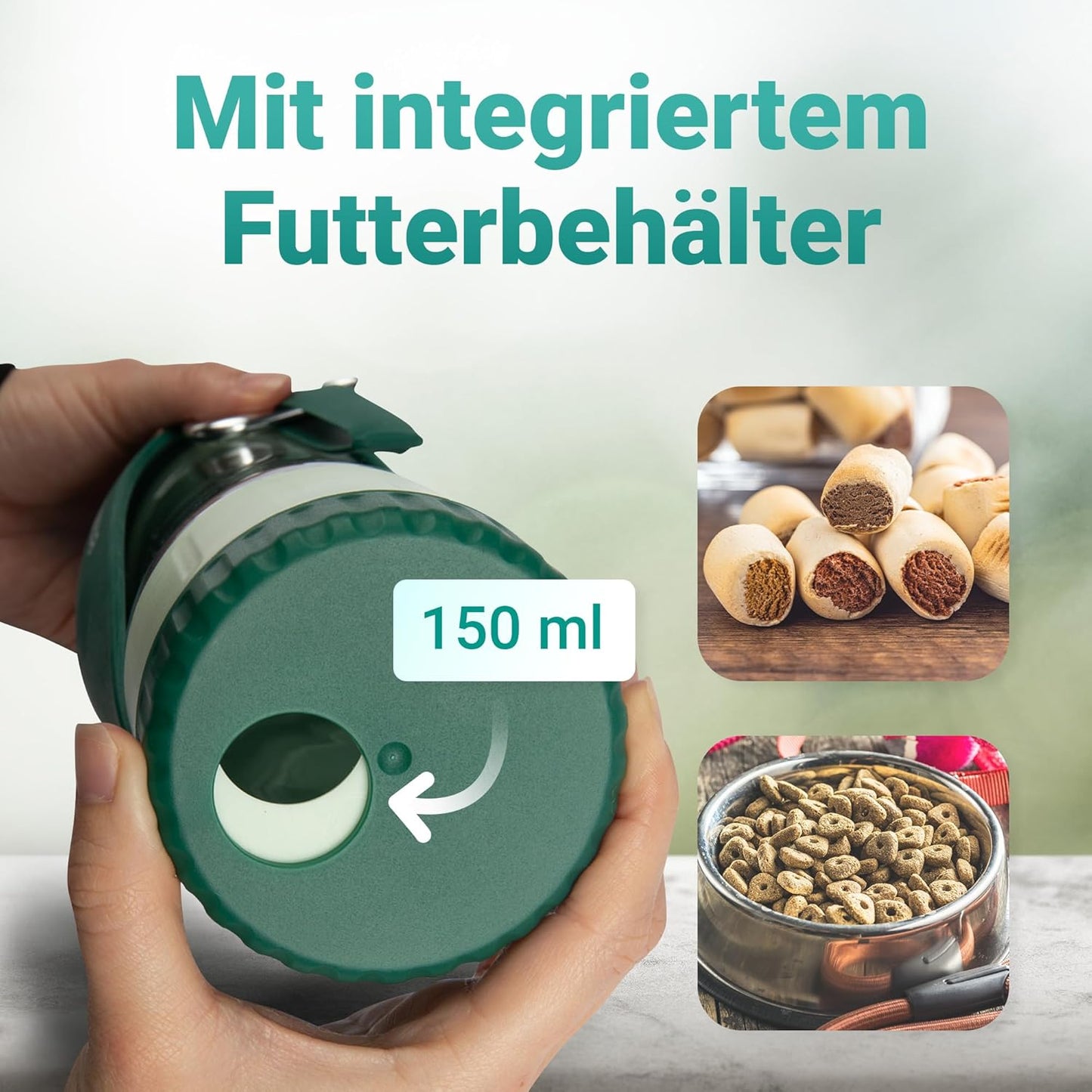 Food-Grade Portable Silicone Leak-Proof Pet Water Bottle with Food Container and Drinking Dispenser