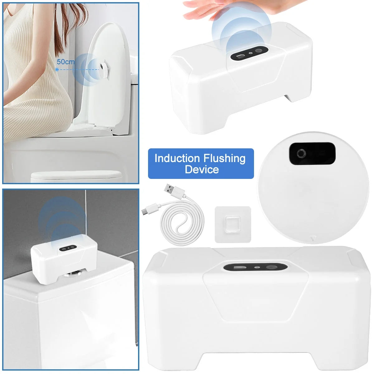 Motion Sensor Toilet Flusher, High-Efficiency Cleaning with Easy 50% Water Savings