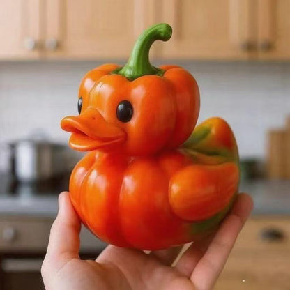 Whimsical vegetable-themed duck statue, perfect for home or kitchen decor, office desk or car dashboard ornament
