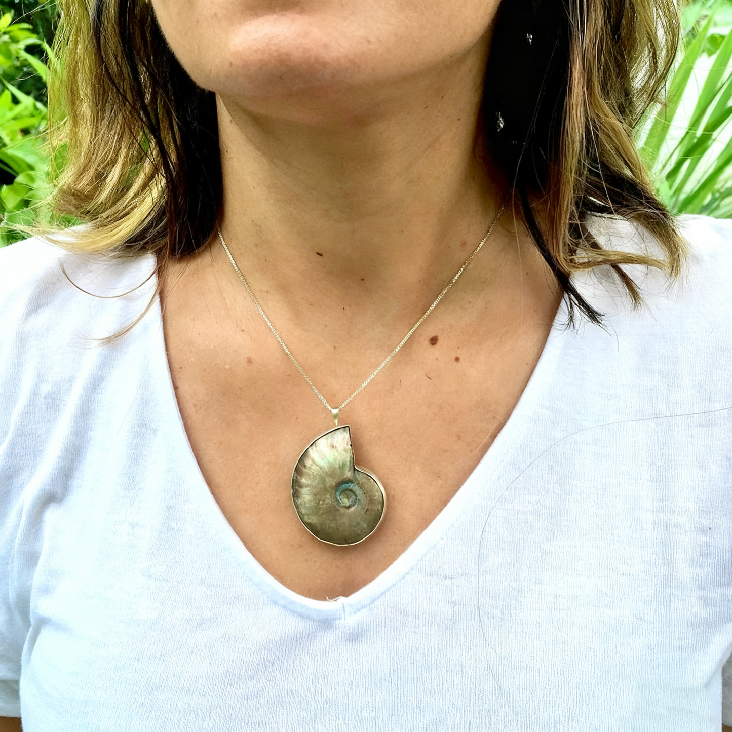Natural Ammonite Fossil 925 Sterling Silver Pendant – One-of-a-Kind Nautilus Necklace