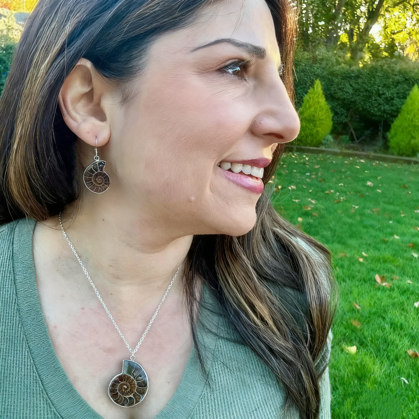 Natural Ammonite Fossil 925 Sterling Silver Pendant – One-of-a-Kind Nautilus Necklace