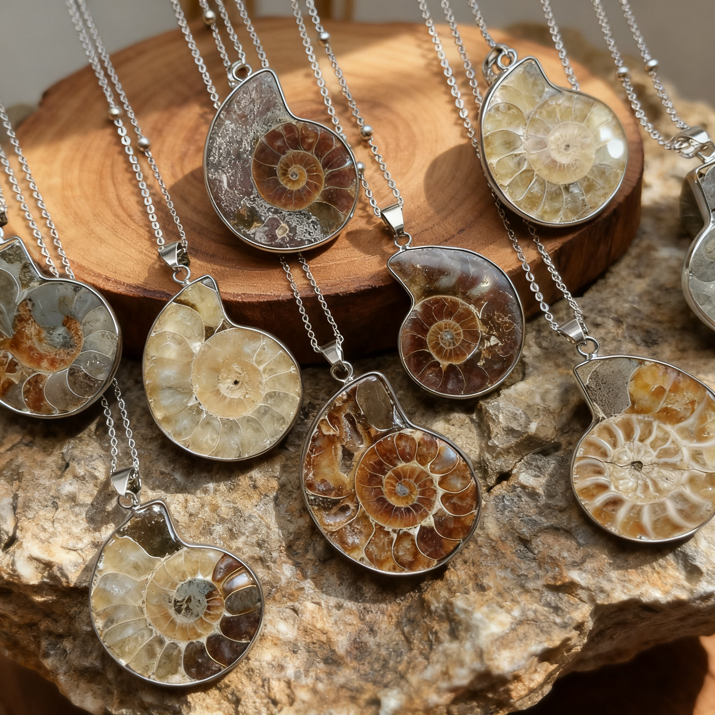 Natural Ammonite Fossil 925 Sterling Silver Pendant – One-of-a-Kind Nautilus Necklace