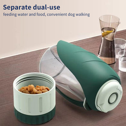 Food-Grade Portable Silicone Leak-Proof Pet Water Bottle with Food Container and Drinking Dispenser
