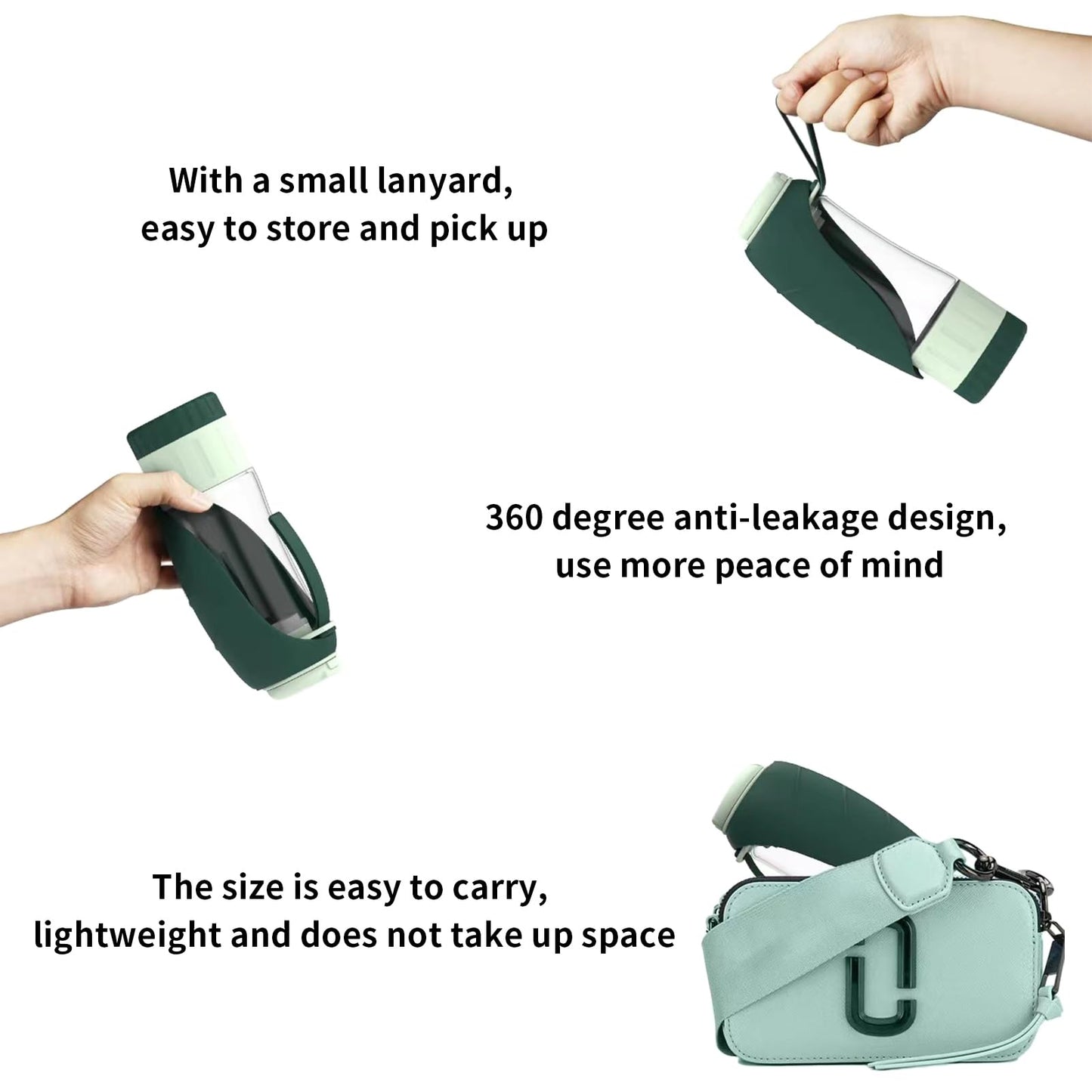 Food-Grade Portable Silicone Leak-Proof Pet Water Bottle with Food Container and Drinking Dispenser