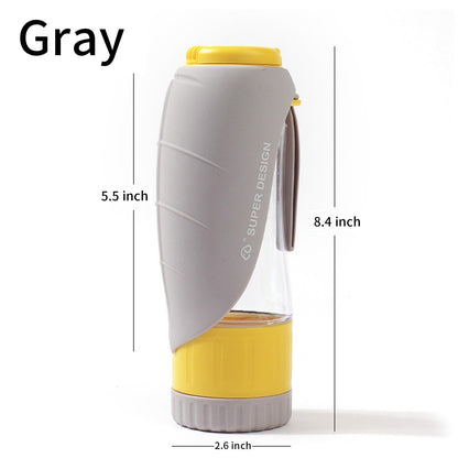 Food-Grade Portable Silicone Leak-Proof Pet Water Bottle with Food Container and Drinking Dispenser