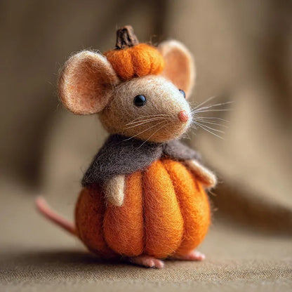 Adorable Halloween Pumpkin Mouse with Witch Hat