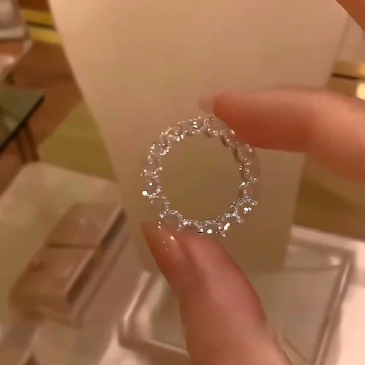 925 Sterling Silver Full Star River Moissan Diamond Ring, Handmade with 266 Moissan Diamonds