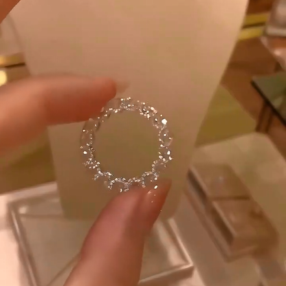 925 Sterling Silver Full Star River Moissan Diamond Ring, Handmade with 266 Moissan Diamonds